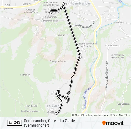 Plan de la ligne 243 de bus