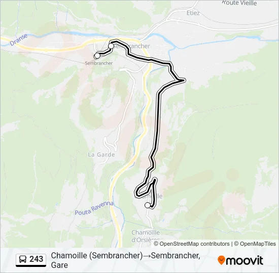 Plan de la ligne 243 de bus
