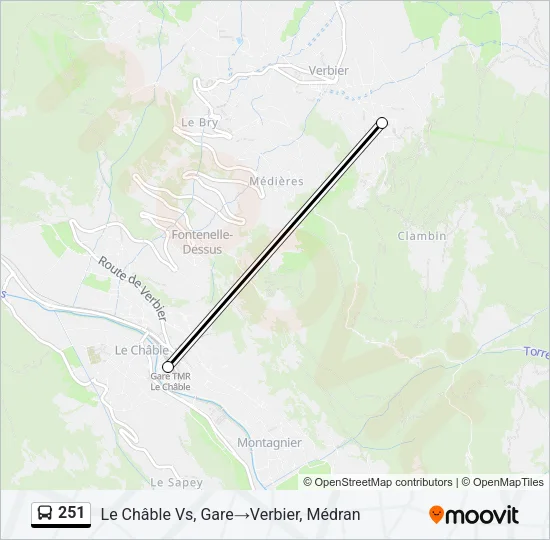 Plan de la ligne 251 de bus