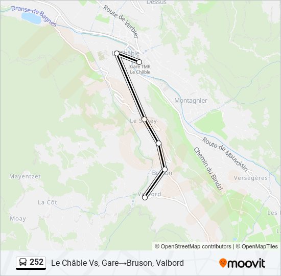 Plan de la ligne 252 de bus