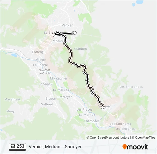 Plan de la ligne 253 de bus
