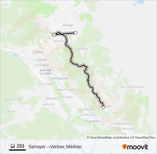 Plan de la ligne 253 de bus
