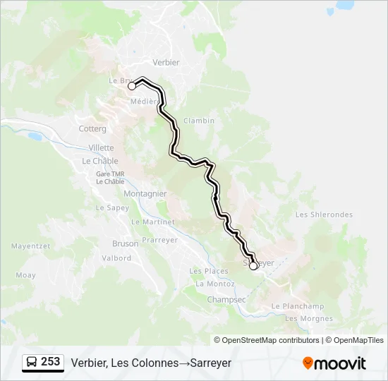 Plan de la ligne 253 de bus