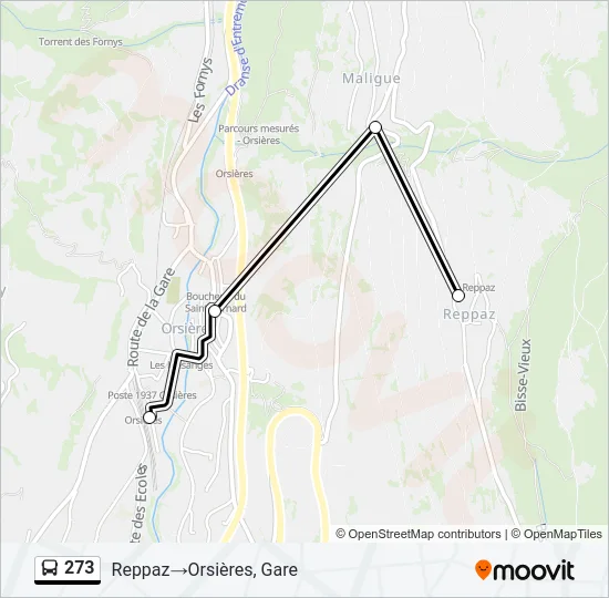 Plan de la ligne 273 de bus