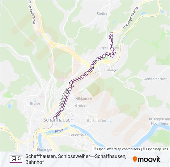 5 Bus Line Map