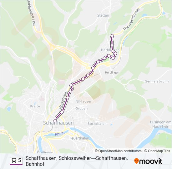 5 Bus Line Map
