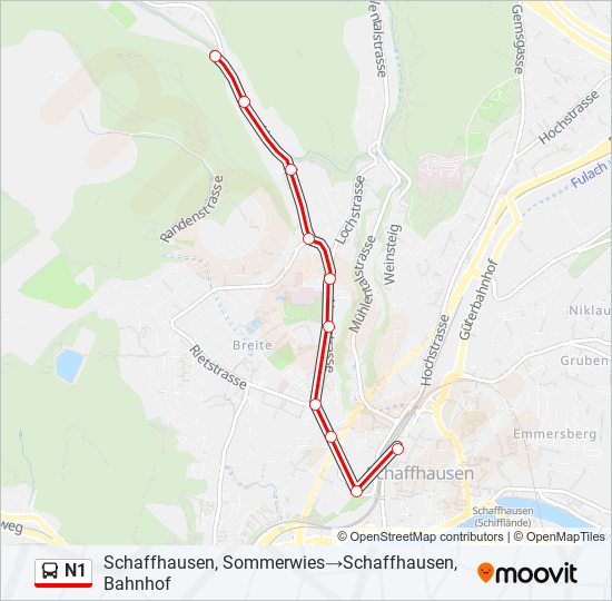 N1 Bus Line Map