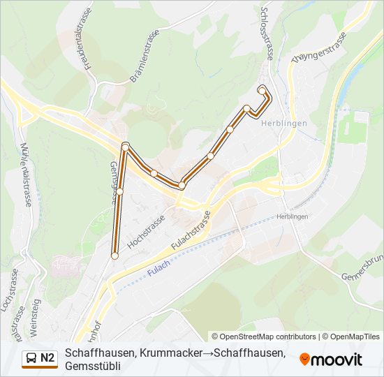 N2 Bus Line Map