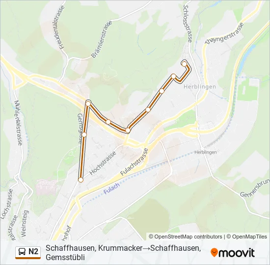 N2 Bus Line Map