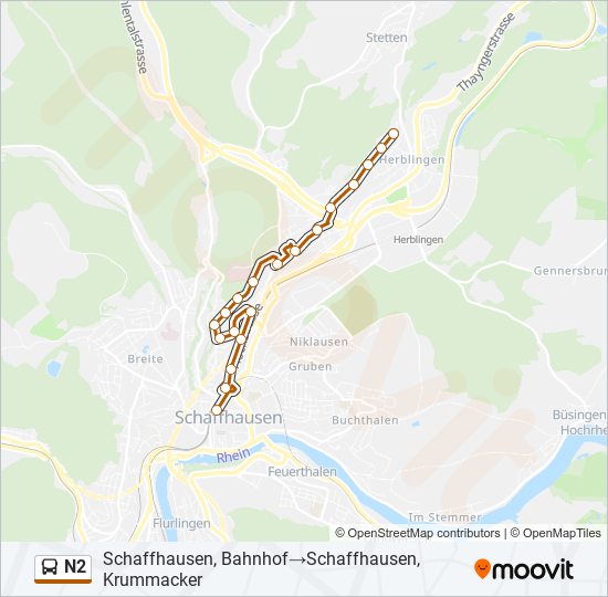 N2 Bus Line Map