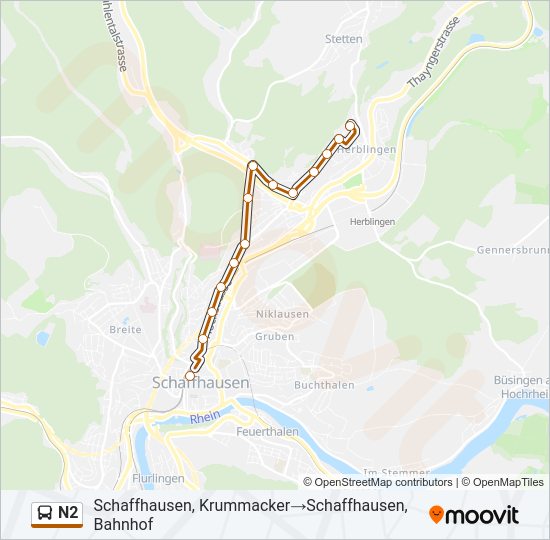 N2 Bus Line Map