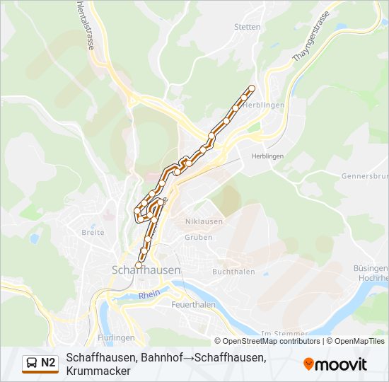 N2 Bus Line Map