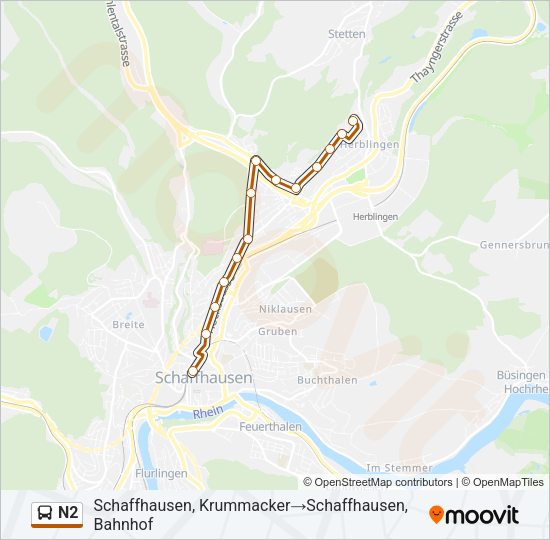 N2 Bus Line Map