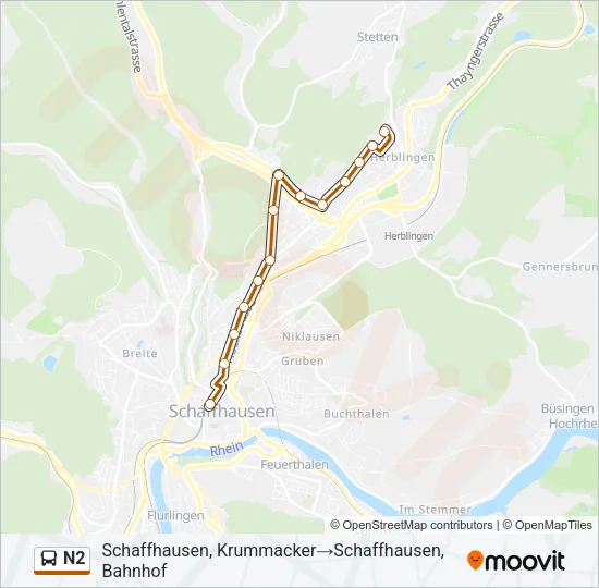 N2 Bus Line Map