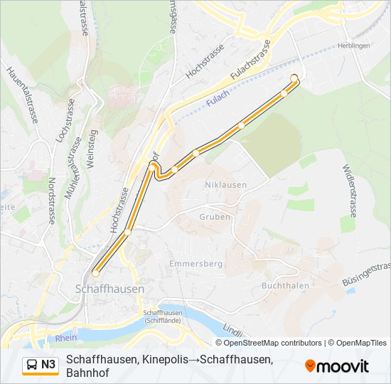 N3 Bus Line Map