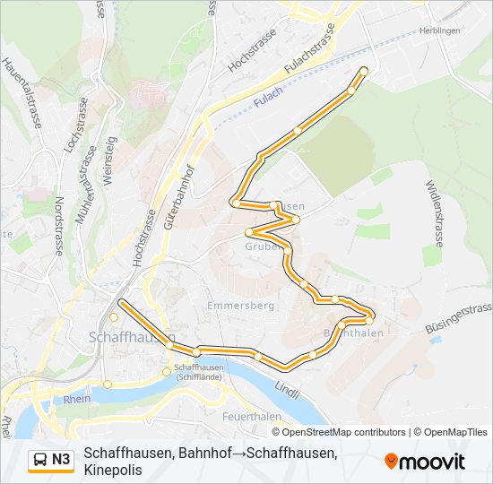 N3 Bus Line Map