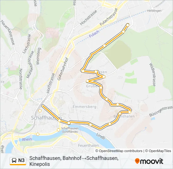 N3 Bus Line Map