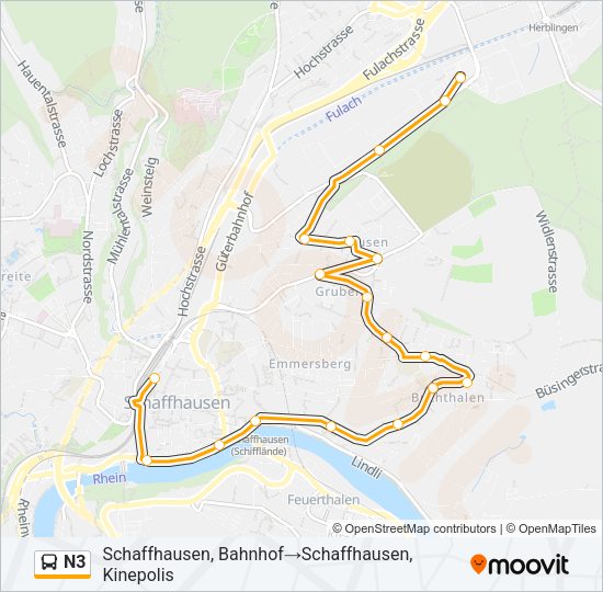 N3 Bus Line Map