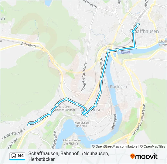 Plan de la ligne N4 de bus