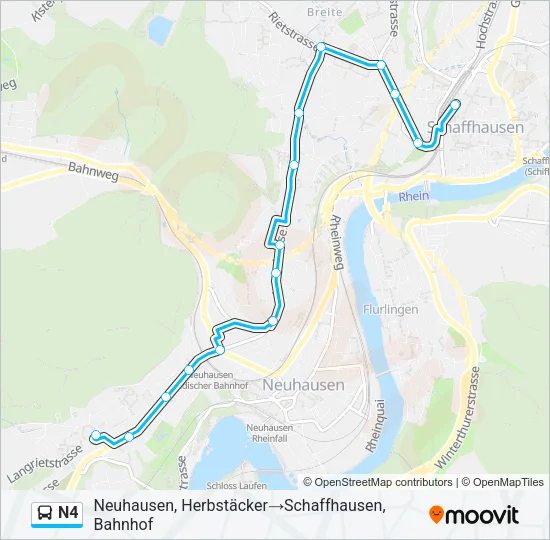 Plan de la ligne N4 de bus