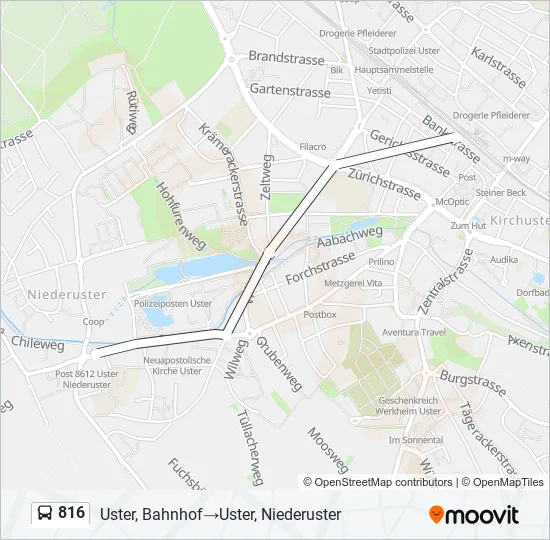 Plan de la ligne 816 de bus