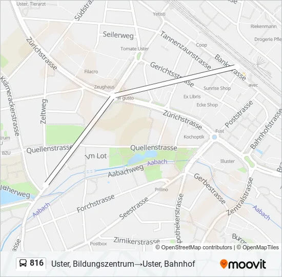 Plan de la ligne 816 de bus