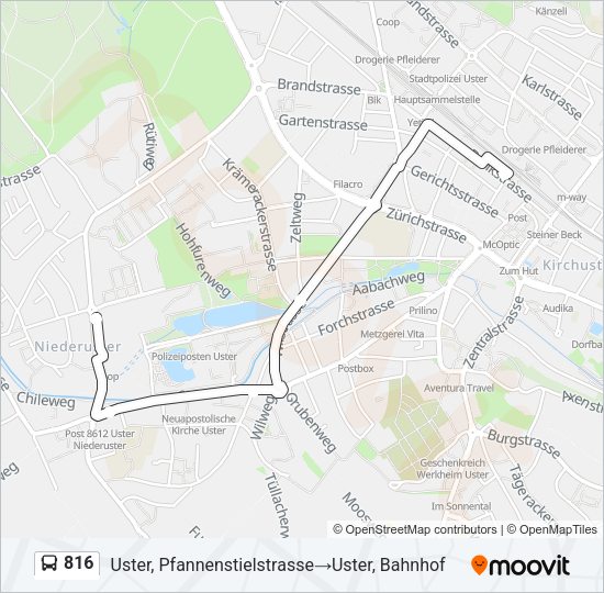 816 Bus Line Map