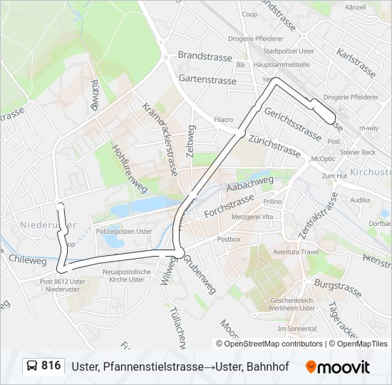 816 Bus Line Map