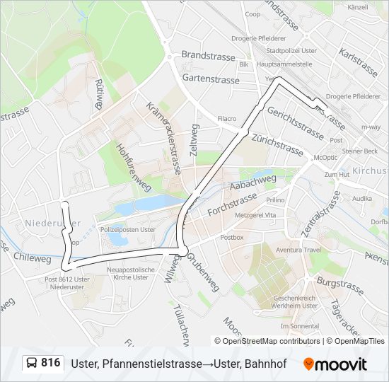 816 Bus Line Map
