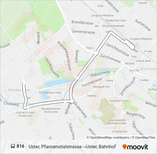 816 Bus Line Map