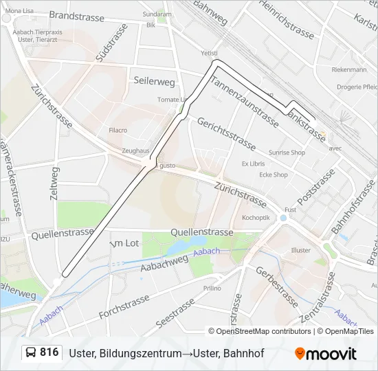 Plan de la ligne 816 de bus