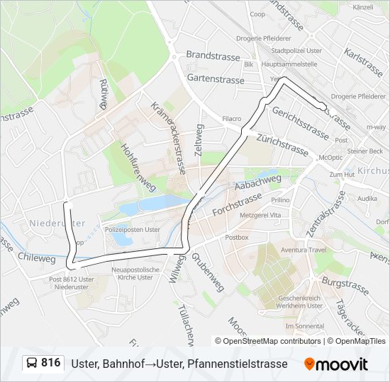 816 Bus Line Map