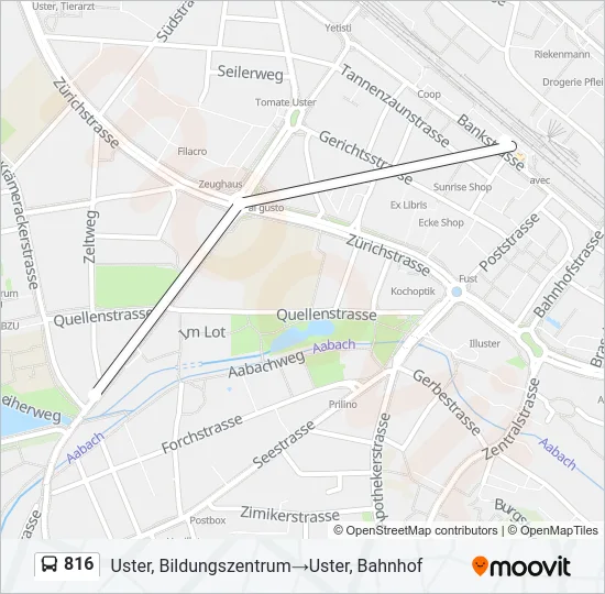 Plan de la ligne 816 de bus