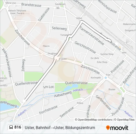 Plan de la ligne 816 de bus