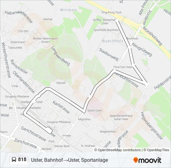 818 Bus Line Map