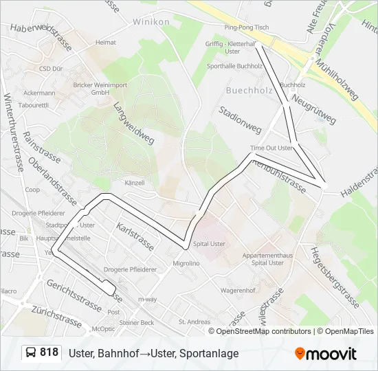 818 Bus Line Map