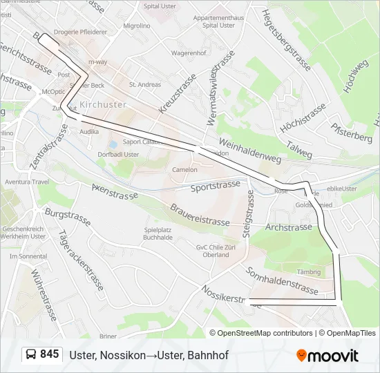 845 Bus Line Map