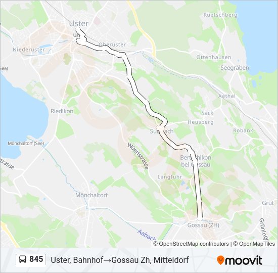 845 Bus Line Map