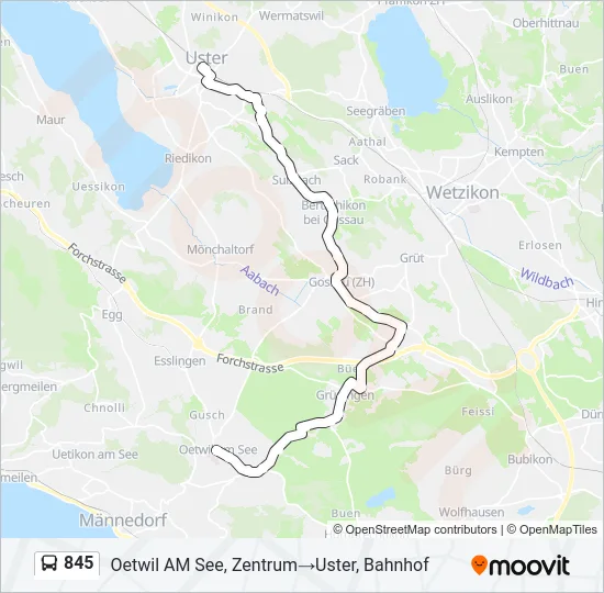 845 Bus Line Map