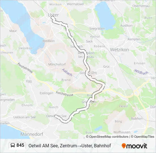 845 Bus Line Map
