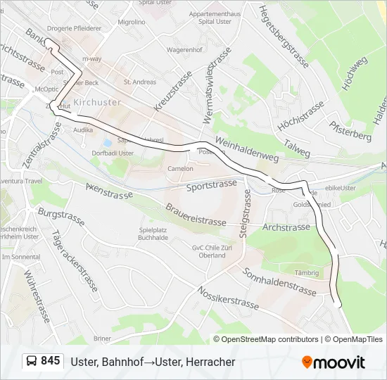 845 Bus Line Map