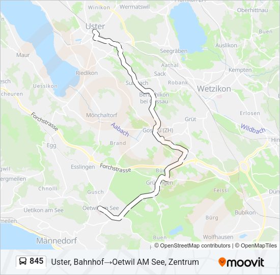 845 Bus Line Map