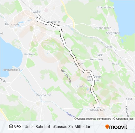 845 Bus Line Map