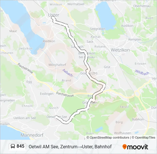 845 Bus Line Map