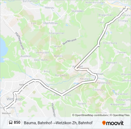 850 Bus Line Map