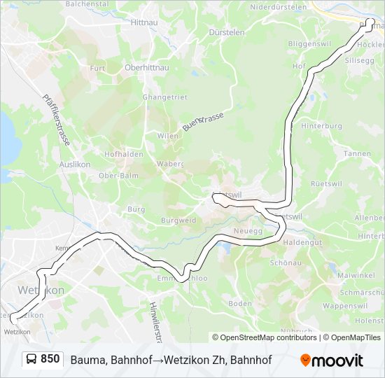 850 Bus Line Map