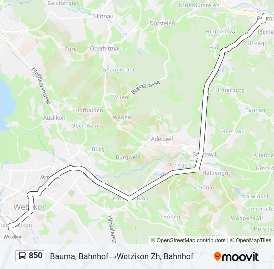 850 Bus Line Map