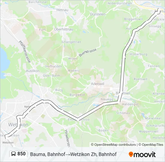 850 Bus Line Map
