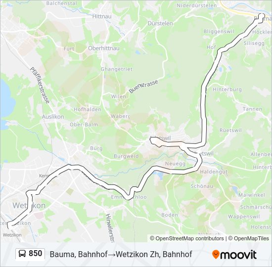 850 Bus Line Map