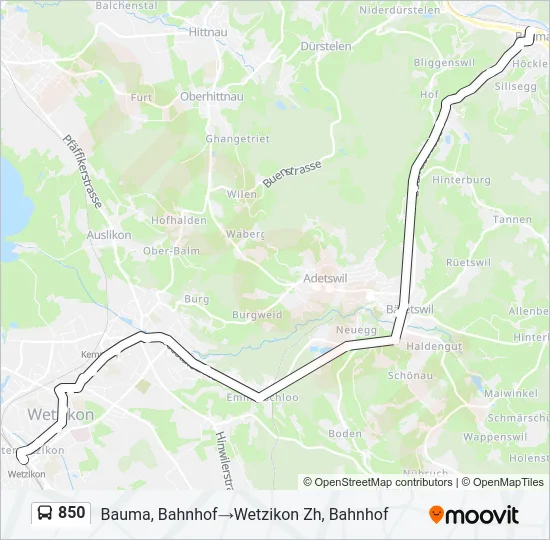 850 Bus Line Map